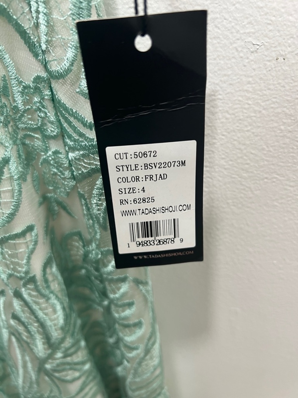 Tadashi Shoji Mint Green Leaf-Embroidered Midi Dress - Picture 8 of 8
